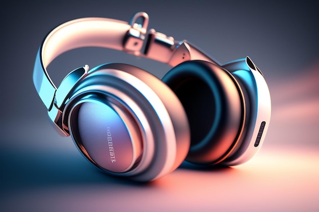 Headphones on a colorful and fantastic background generated with artificial intelligence