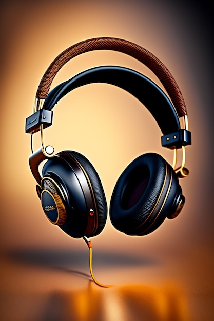 Headphones on a colorful and fantastic background generated with artificial intelligence