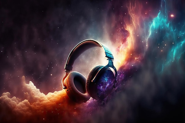 Headphones on the cosmic background