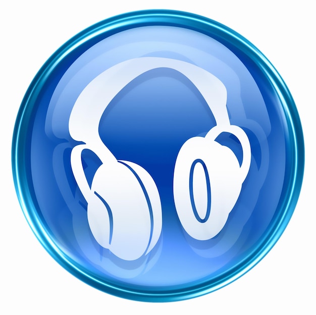 headphones icon blue isolated on white