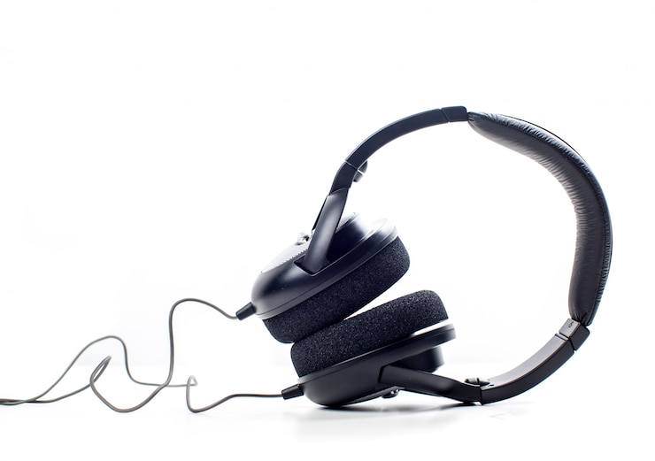 Photo headphones. isolated on white 