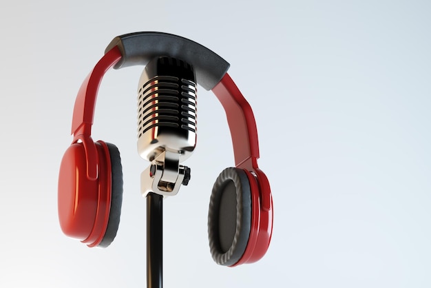 Photo headphones and mic audio concept