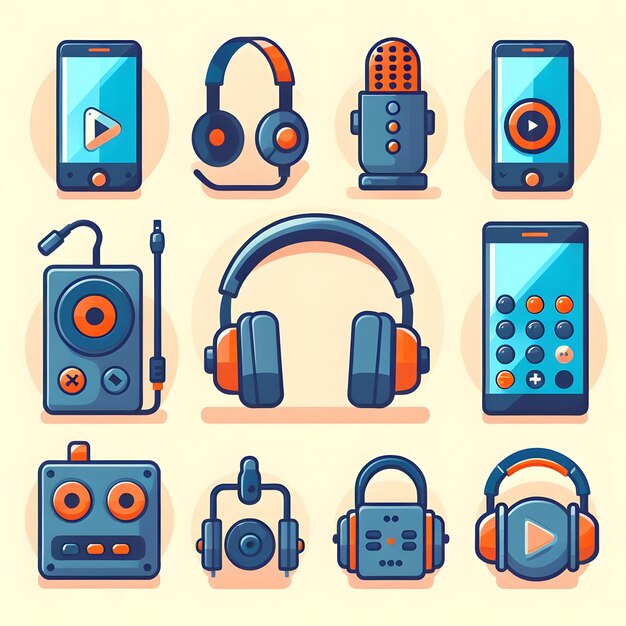 Photo headphones player cassette set