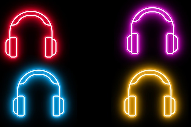 Headphones sign Popart style colorful icons set with 3 colors