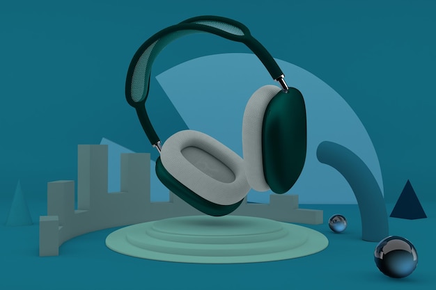 Headphones V.1 Right Side In Blue Background