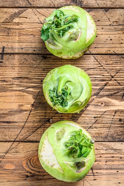 Heads of fresh ripe white cabbage kohlrabi