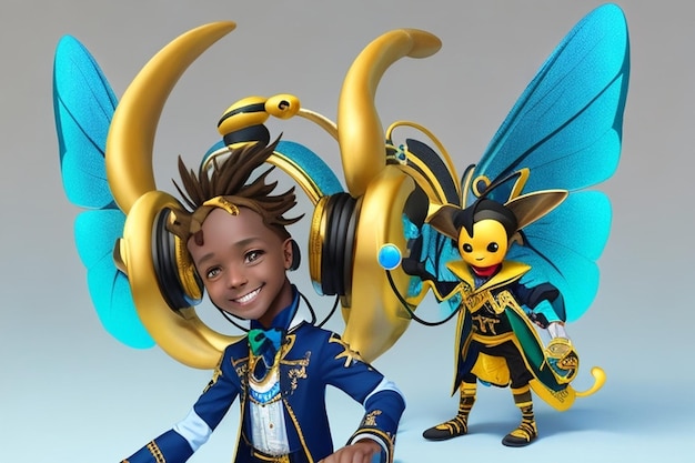 Headset cartoon mascot characters listen headphones avatar