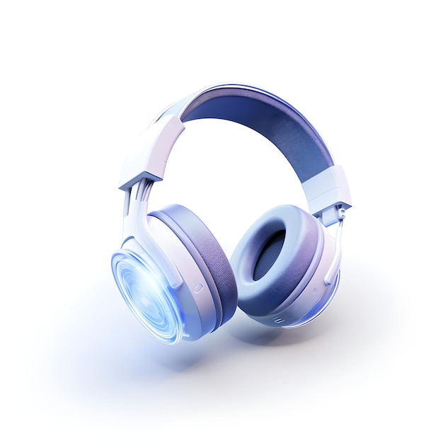 headset icon blue frosted glass white acrylic material transparent technology sense isometric white