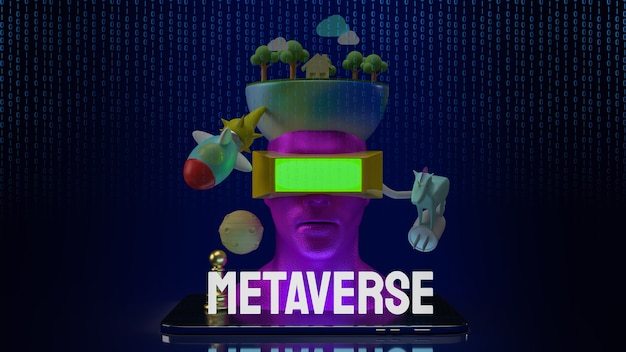 The headset on tablet for metaverse  or technology concept 3d rendering