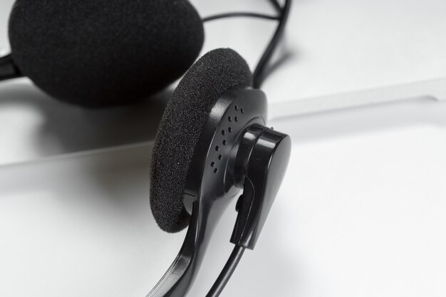 Headset with microphone close up