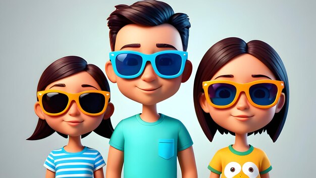 Photo headshot of a 3d cartoon family