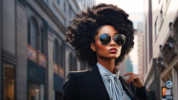 headshot portrait black beauty businesswoman outdoors