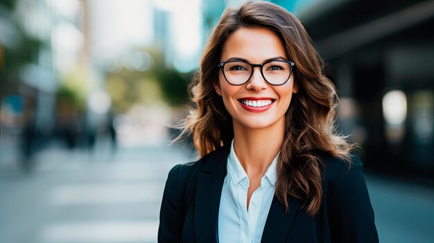 headshot portrait businesswoman outdoors