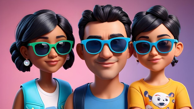 Headshot van een 3D cartoon familie