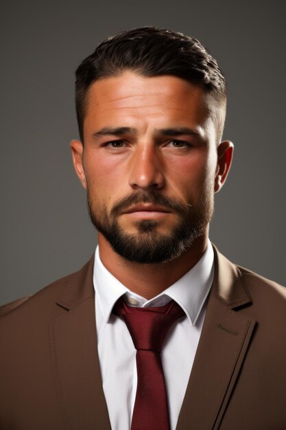 Headshot of a young professional man in a suit and tie