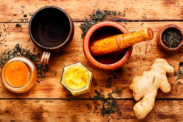 Healing tea with ginger