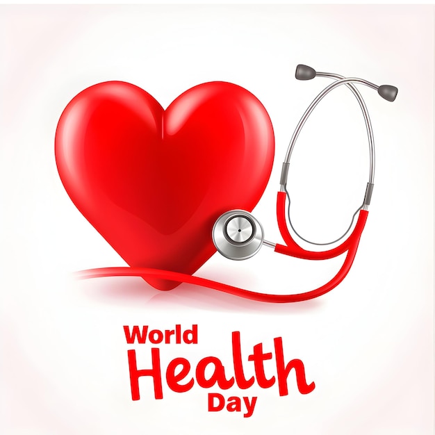 Health For All World Health day background World health day text design with Heart