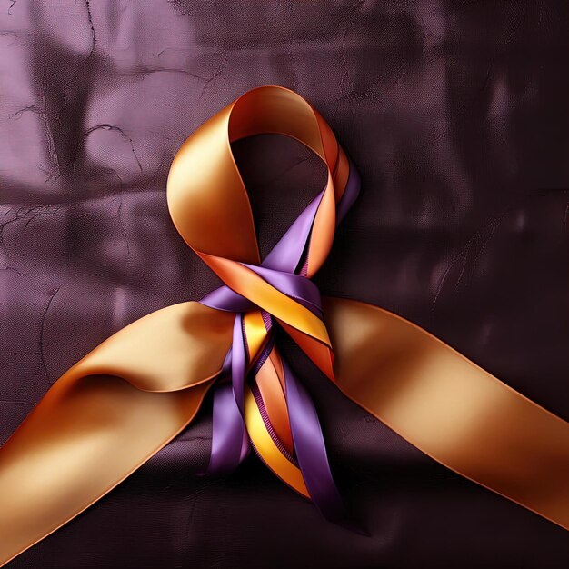 Photo health awareness ribbon on a fabric background