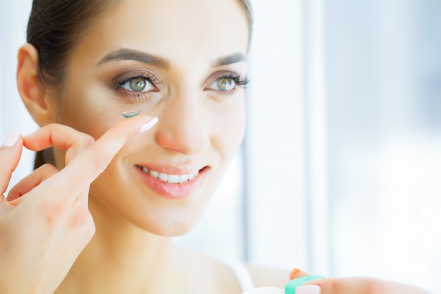 Health and Beauty. Beautiful Young Girl With Green Eyes Dresses 