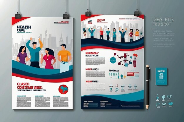 Health care cover a4 template design for a report and medical brochure design flyer
