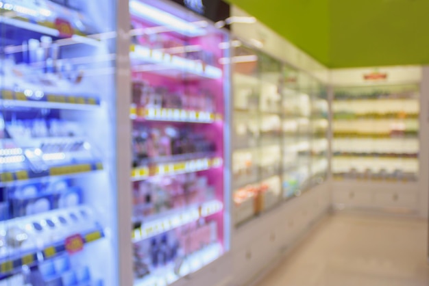 Photo health care product on shelves in the pharmacy store blur background