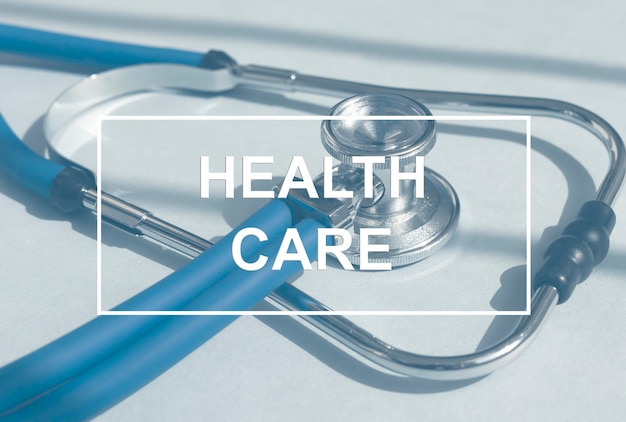 Health care text on stethoscope medical concept healthcare