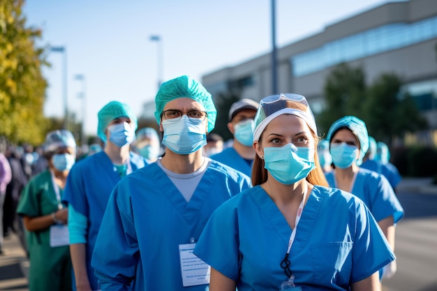 Photo health care workers rally outside kaiser medical center in irvine demanding patient health over cor