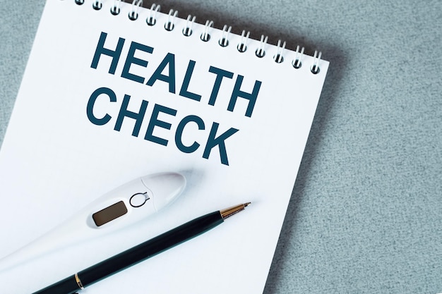 Health check Notepad on the desktop interface as medical