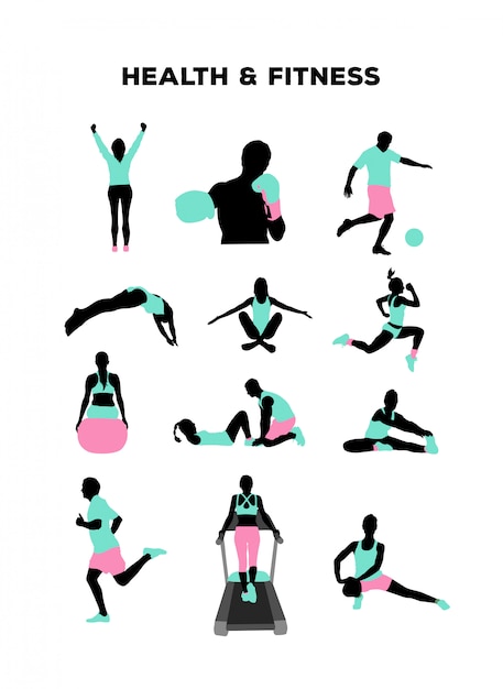 Health and fitness characters vector