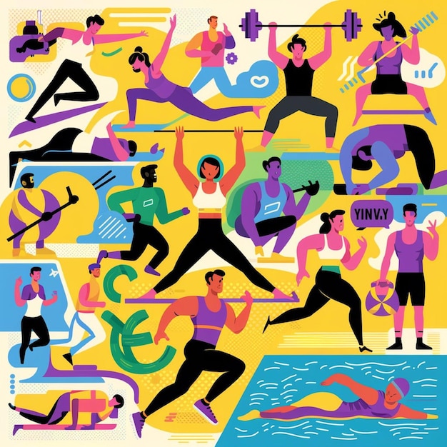 Photo health and fitness vector images representing health and fitness activities