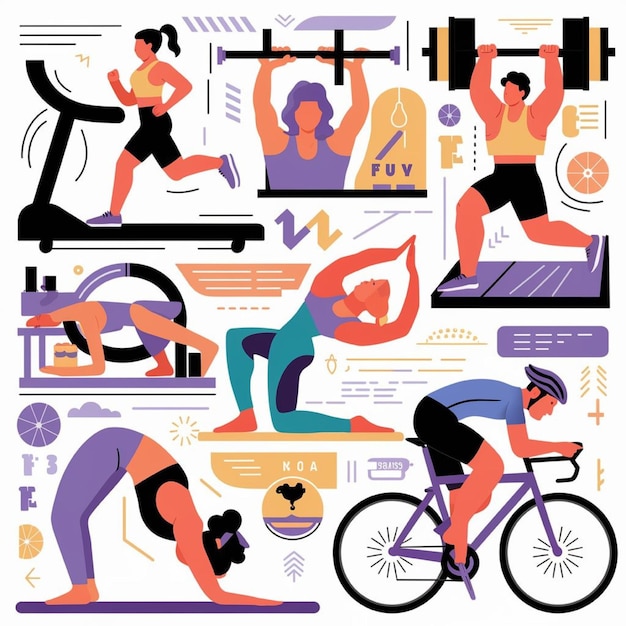 Photo health and fitness vector images representing health and fitness activities