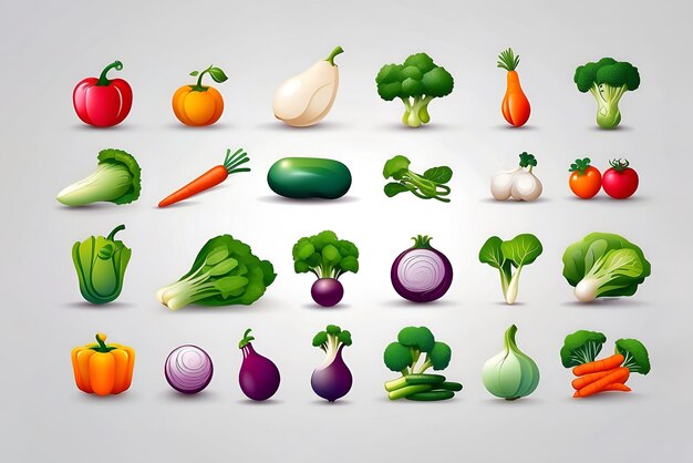 Health Food Colored Vegetables Isolated