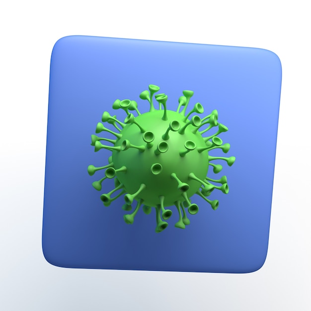 Photo health icon with virus on isolated white background. 3d illustration. app.