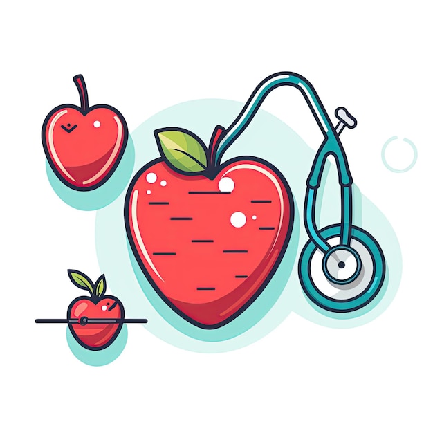 Photo health icons icons depicting a heart stethoscope and apple for healthrelated themesgenerated with ai