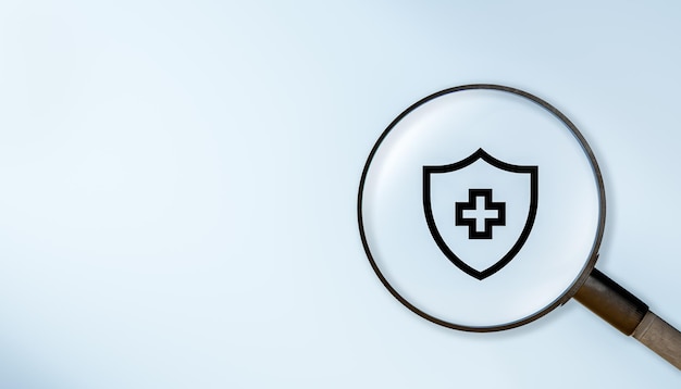 health insurance concept magnifier healthcare medical icon health and access to welfare health concept insurance health and wellness concept positive quantity take care and safety
