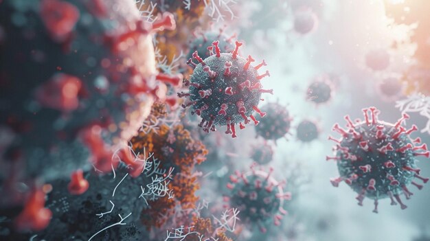 научные исследования в области здравоохранения сближение вирусных клеток или бактерий на светлом фоне для медицинского исследования