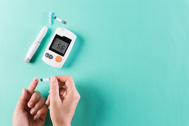 Healthcare concept, diabetic measures the level of glucose in the blood