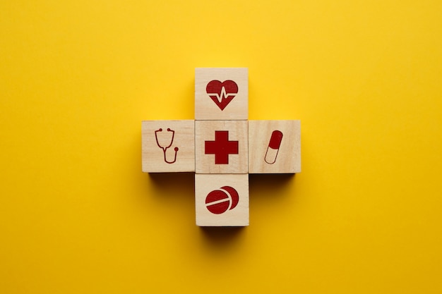 Healthcare concept with medical icons.