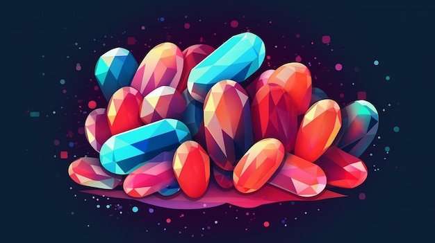 Healthcare And Medical Background With 3D Pills