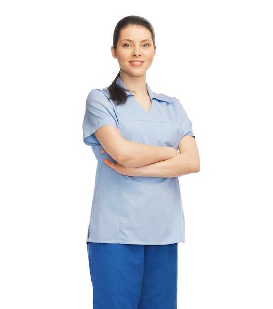 healthcare and medical concept - smiling female doctor