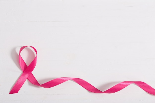 Photo healthcare and medicine concept. pink breast cancer awareness ribbon