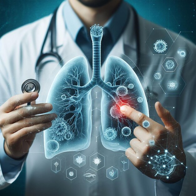 医療と医療 コロナウイルス19 医師が触って診断する ウイルスと人間の肺