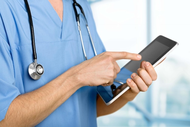 healthcare and medicine doctor technology digital tablet medical exam computer nurse