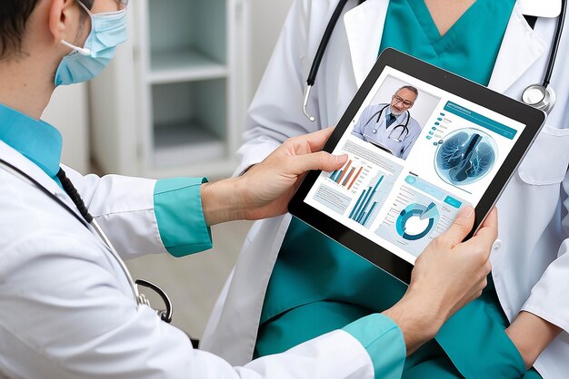 Photo healthcare and medicine doctor using a digital tablet