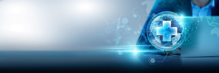 Photo healthcare network medical professionals patient records research and innovations