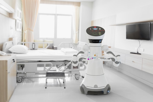 写真 ヘルスケアロボットが必要な医療機器をcovid19患者に3dレンダリングで配信