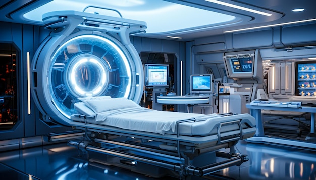 Healthcare room of modern hospital generative AI