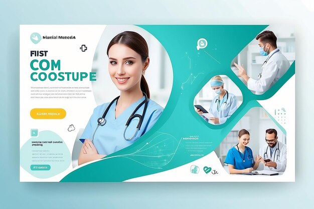 Healthcare Social media post templatepromotion square web banner for hospital and clinic