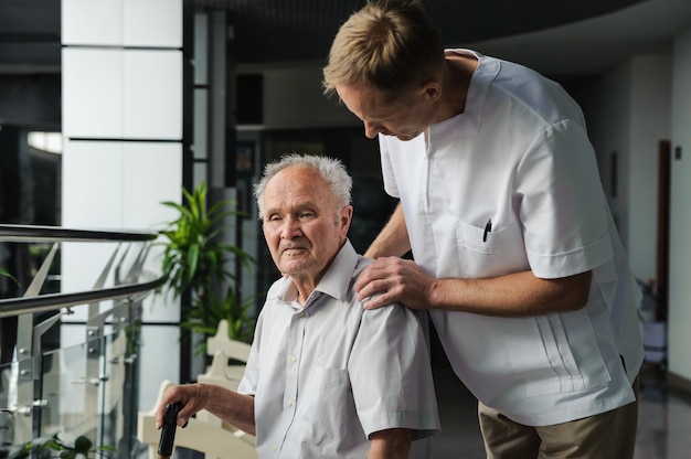 Healthcare worker and elderly patient