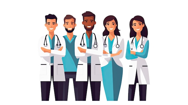 Healthcare workers team Doctor nurse surgeon surgeon surgeon Vector illustration in cartoon st